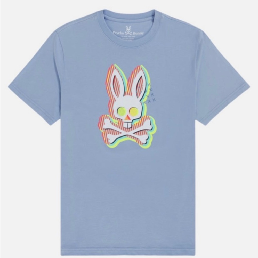 Psycho Bunny Ethan Deco Bunny Deco Blue Men's Tee Shirt Size3 Men’s XS